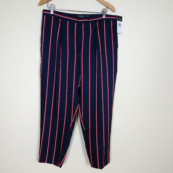 Ralph Lauren Cropped Pants Women's Size 10 Blue Silky Crepe Lightweight - Picture 1 of 7